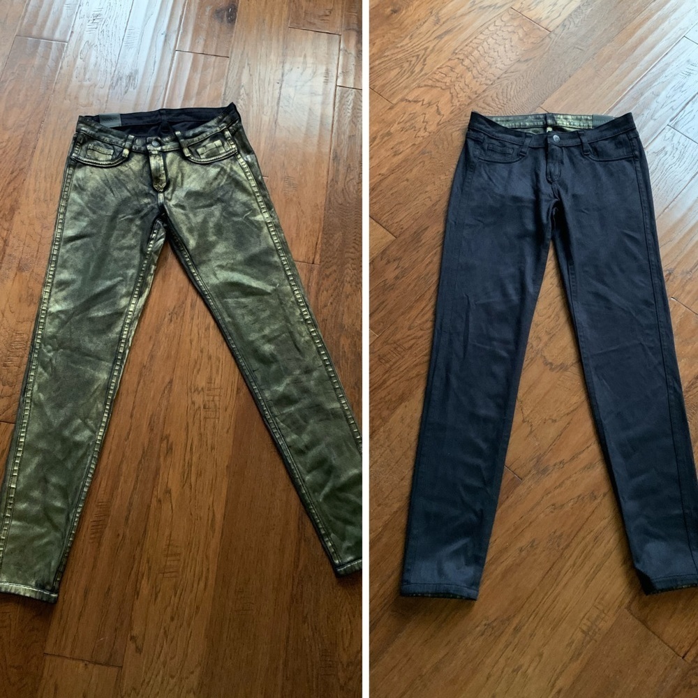 𝅺Bleulab Reversible Skinny Metallic Coated Jeans‎